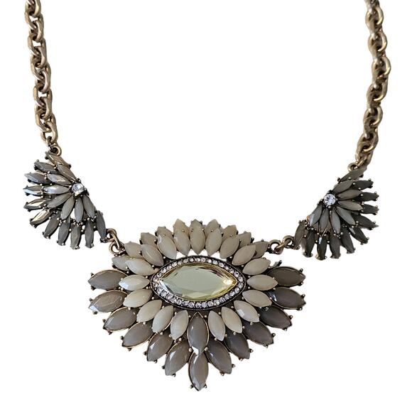 LOFT Rhinestone Beaded Crystal Statement Bib Necklace - Picture 1 of 7